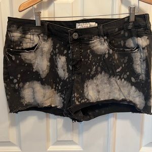 Black acid wash shorts